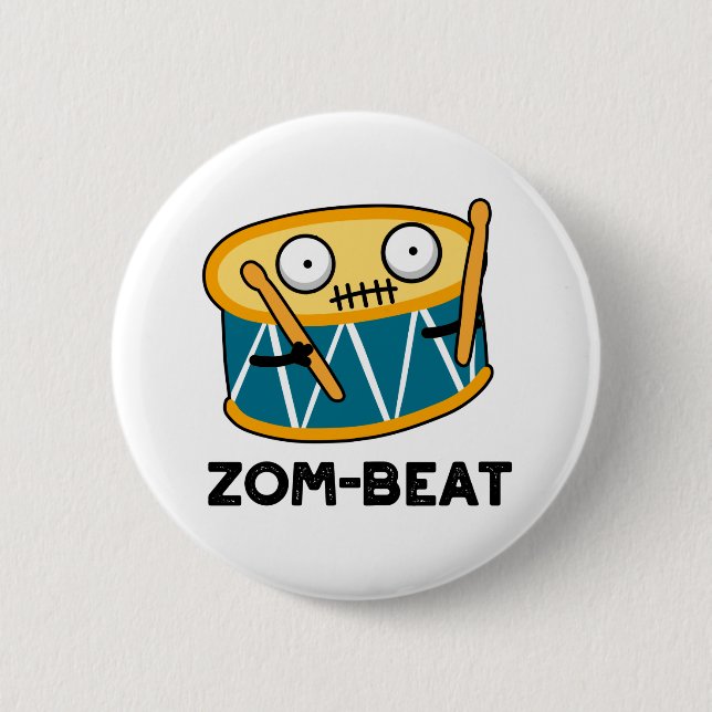 Zom beat Funny Halloween Zombie Drum Pun Button (Vorderseite)