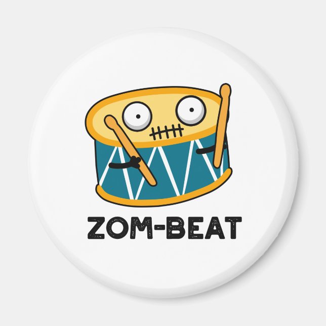 Zom-beat Funny Halloween Zombie Drum Pun Magnet (Vorne)