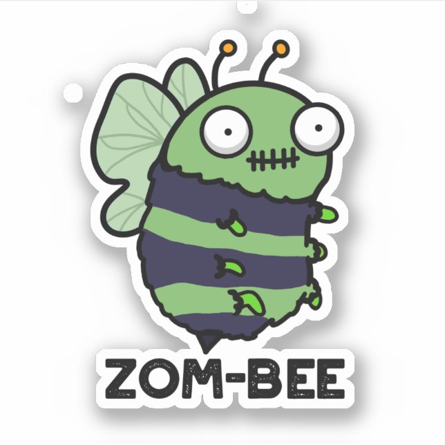 Zom-bee Funny Halloween Zombie Bee Pun Aufkleber (Vorderseite)