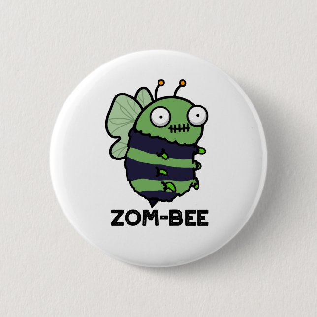 Zom-bee Funny Halloween Zombie Bee Pun Button (Vorderseite)