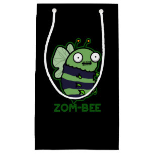 Zom-bee Funny Halloween Zombie Bee Pun Dark BG Kleine Geschenktüte