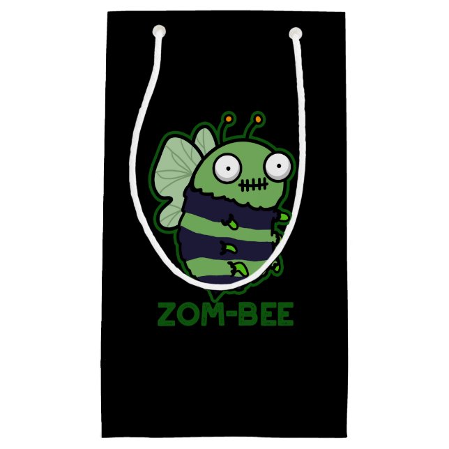 Zom-bee Funny Halloween Zombie Bee Pun Dark BG Kleine Geschenktüte (Vorderseite)