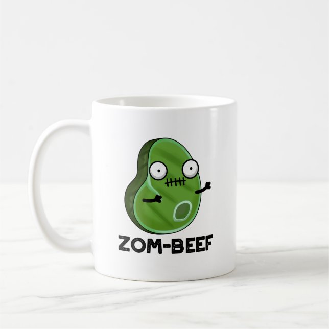 Zom-beef Funny Halloween Zombie Meat Pun Kaffeetasse (Links)