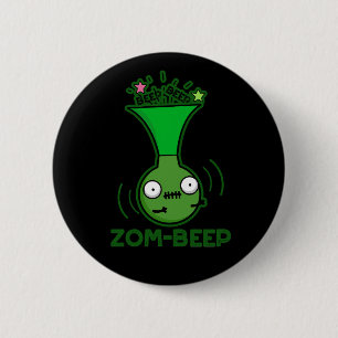 Zom-beep Funny Zombie Honker Pun Dark BG Button