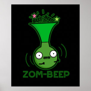 Zom-beep Funny Zombie Honker Pun Dark BG Poster