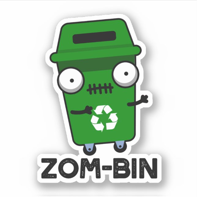 Zom-bin Funny Halloween Zombie Müller Pun Aufkleber (Vorderseite)