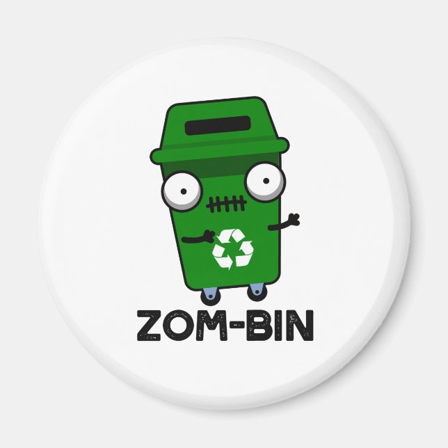 Zom-bin Funny Halloween Zombie Müller Pun Magnet (Vorne)