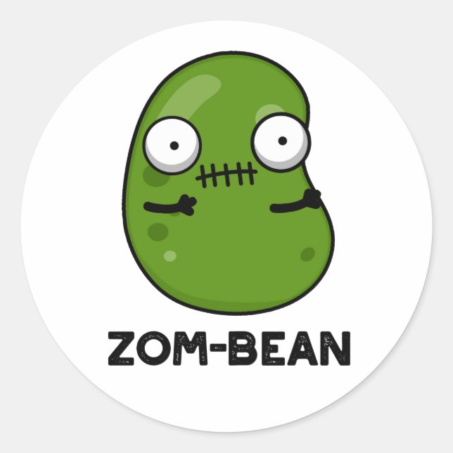 Zom-Bohnen-Funny Halloween Zombie Bean Pun Runder Aufkleber (Vorderseite)