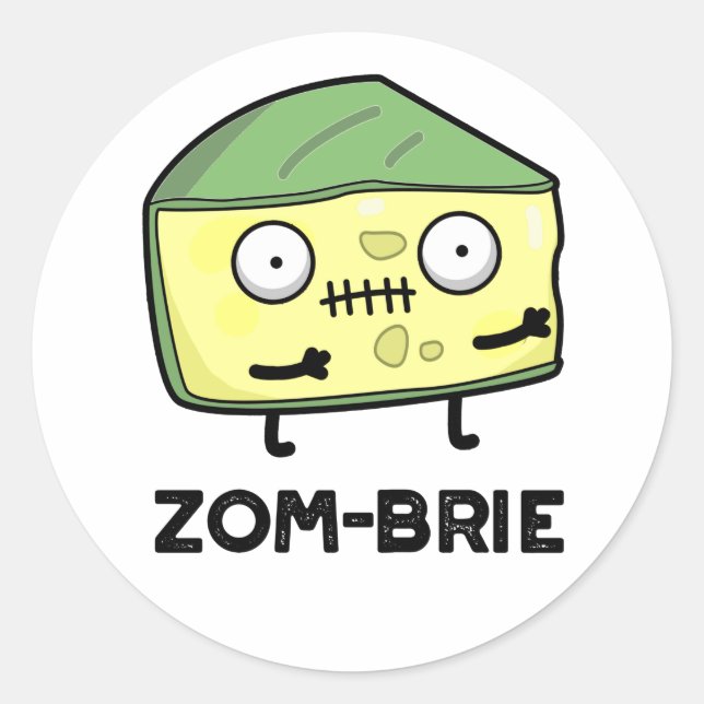 Zom-brie Funny Halloween Zombie Brie Cheese Pun Runder Aufkleber (Vorderseite)