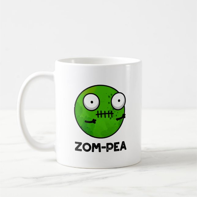 Zom-pea Funny Halloween Zombie Pea Pun Kaffeetasse (Links)