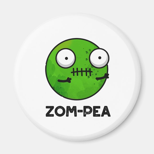 Zom-pea Funny Halloween Zombie Pea Pun Magnet (Vorne)