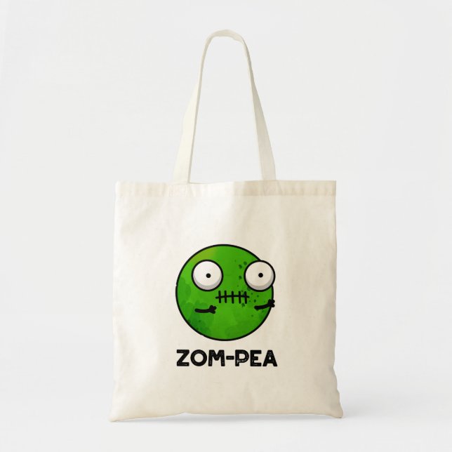 Zom-pea Funny Halloween Zombie Pea Pun Tragetasche (Vorne)