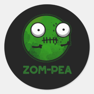 Zom-pea Funny Zombie Pea Pun Dark BG Runder Aufkleber