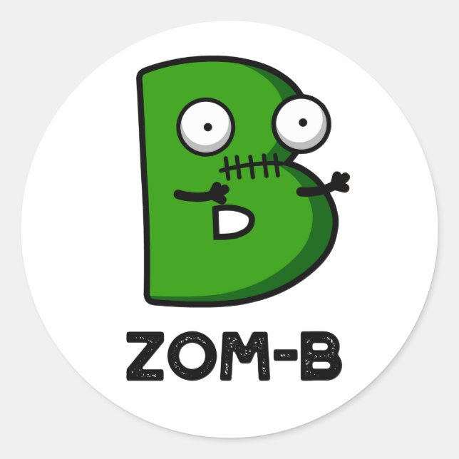Zomb-b Funny Halloween Zombie Alphabet B Pub Runder Aufkleber (Vorderseite)