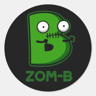 Zomb-b Funny Halloween Zombie Alphabet B Pub Runder Aufkleber