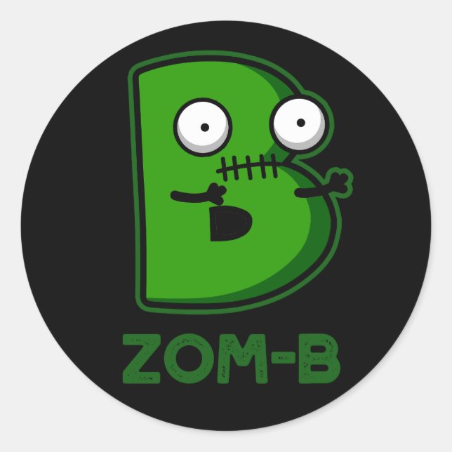 Zomb-b Funny Halloween Zombie Alphabet B Pub Runder Aufkleber (Vorderseite)