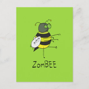 ZomBEE Zombie Bee Funny Postcard Postkarte