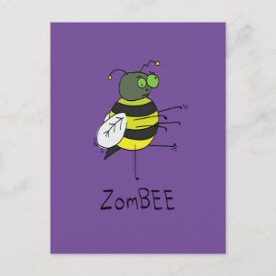 ZomBEE Zombie Bee Funny Postcard Postkarte