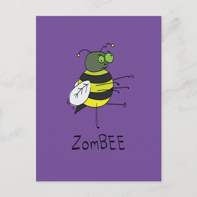 ZomBEE Zombie Bee Funny Postcard Postkarte (Vorderseite)