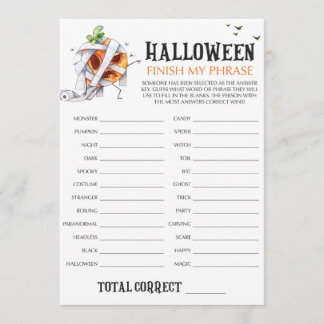 Zombi Pumpkin Halloween Beende mein Phrase-Spiel