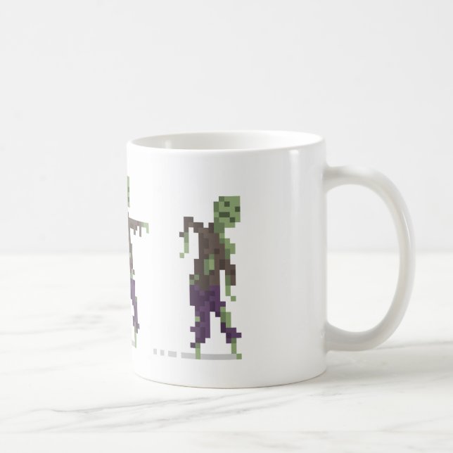 Zombie-8-Bitpixel-Kunst-Tasse Kaffeetasse (Rechts)