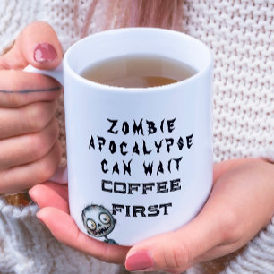 Zombie aber Coffee First White Halloween Tasse