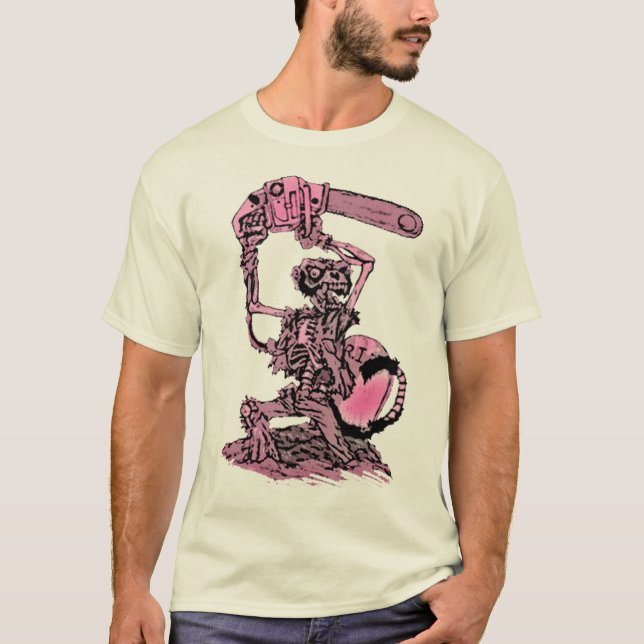 Zombie-Affe mit einem Kettensägen-T - Shirt (Vorderseite)