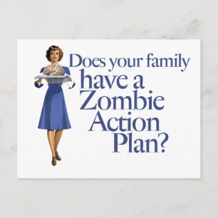 Zombie-Aktionsplan im Vintage-Stil Postkarte
