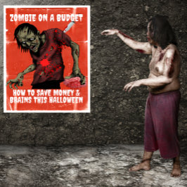Zombie an einem HaushaltsHalloween Poster