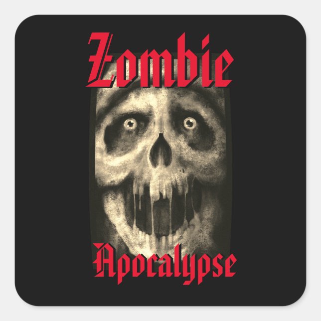 Zombie Apokalypse 2 Quadratischer Aufkleber (Vorderseite)
