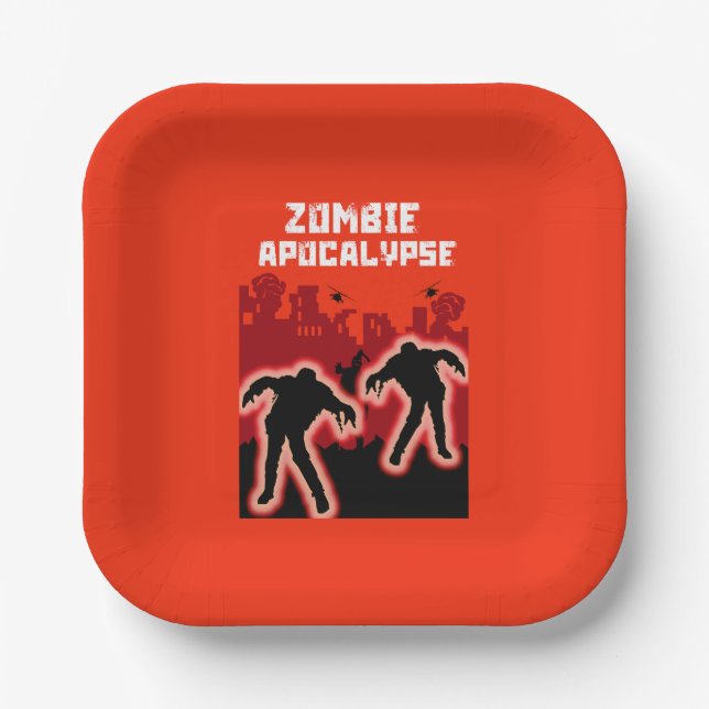 Zombie Apokalypse Kinder Shirt Pappteller (Vorderseite)
