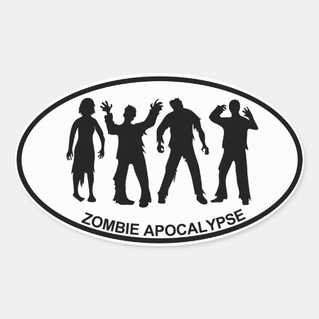 Zombie Apokalypse Ovaler Aufkleber (Vorderseite)
