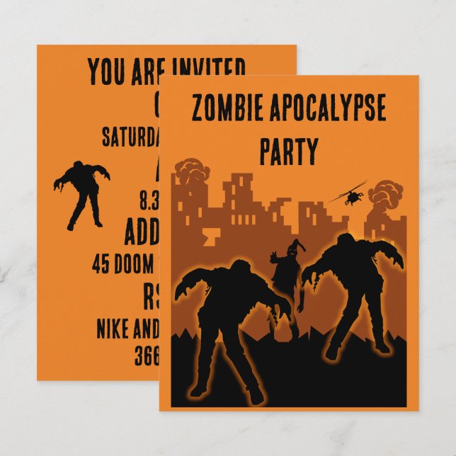 Zombie Apokalypse Party Einladung (Vorne/Hinten)