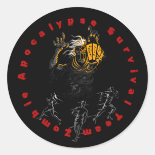 Zombie Apokalypse Survival Team kann überleben Runder Aufkleber