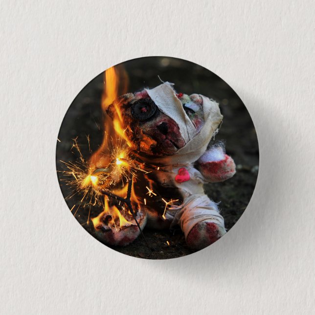 Zombie Apokalypse Teddy Bear Button (Vorderseite)