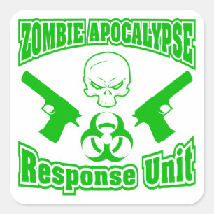 Zombie-Apokalypse-Warteeinheit Quadratischer Aufkleber