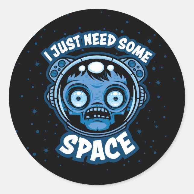 Zombie Astronaut braucht etwas Platz Runder Aufkleber (Vorderseite)