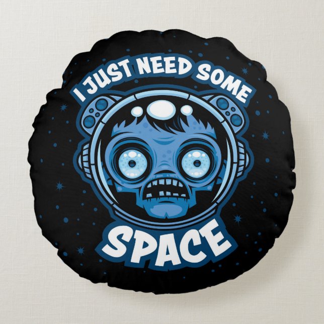 Zombie Astronaut braucht etwas Platz Rundes Kissen (Vorderseite)