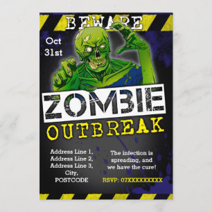 Zombie-Ausbruch-Halloween-Party laden Gewohnheit Einladung