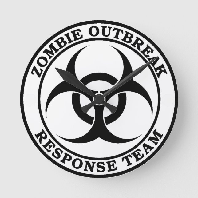 Zombie-Ausbruch-Warteteam (Biogefährdung) Runde Wanduhr (Vorderseite)