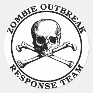 Zombie-Ausbruch-Warteteam (Schädel-gekreuzte Runder Aufkleber