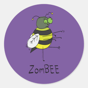 Zombie Bee Funny Halloween Stickers