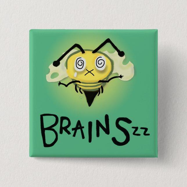 Zombie Bee/Zom-BEE - BRAINS. Button (Vorderseite)