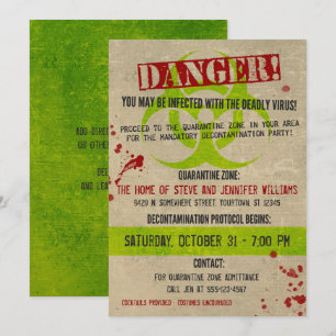 Zombie Biogefährdung Grunge Halloween-Party Einlad Einladung