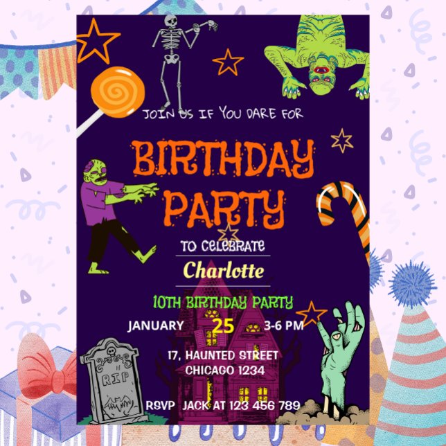 Zombie Birthday Einladung Kinder Party (Zombie Birthday Invitation Kids Party)