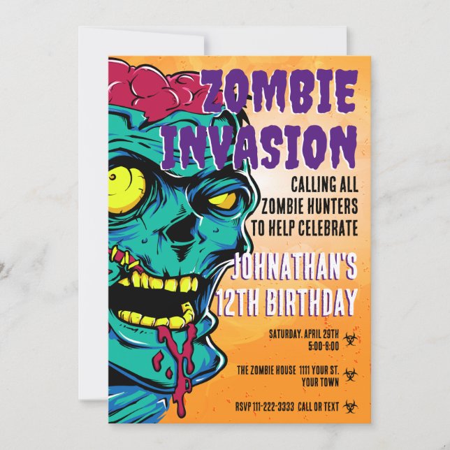 Zombie Birthday Halloween Kids Party Einladung (Vorderseite)