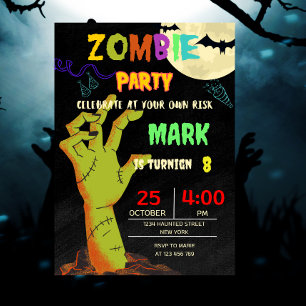 Zombie Birthday Halloween Kids Party Einladung