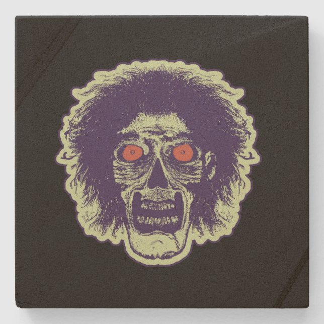 Zombie Black Orange Eyes Stone Minze Green Steinuntersetzer (Vorderseite)