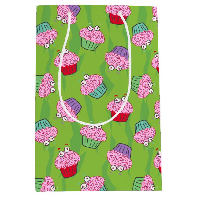 Zombie Brain Cupcake Pattern Mittlere Geschenktüte (Vorderseite)