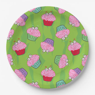 Zombie Brain Cupcake Pattern Pappteller